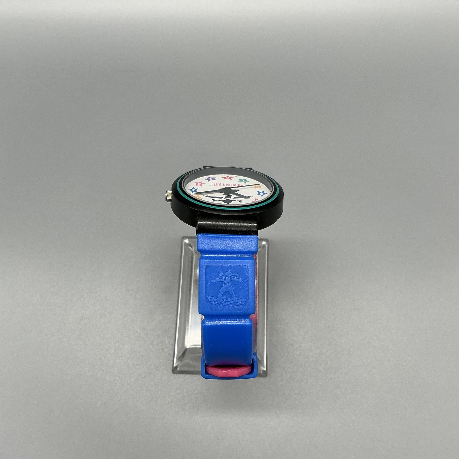 American Girl Girls Watch 31mm White Dial Black Pink Blue 290-Y121 New Battery