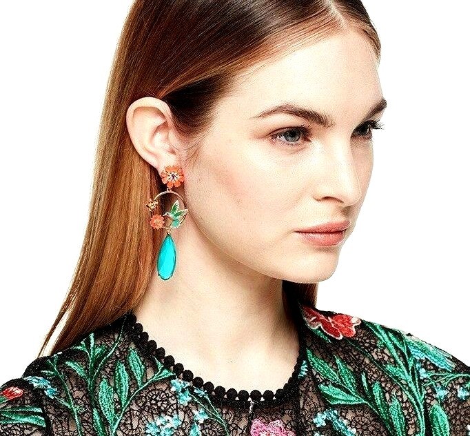 US Seller Betsey Johnson Antique Style Multi-colored Crystal Bird Earrings