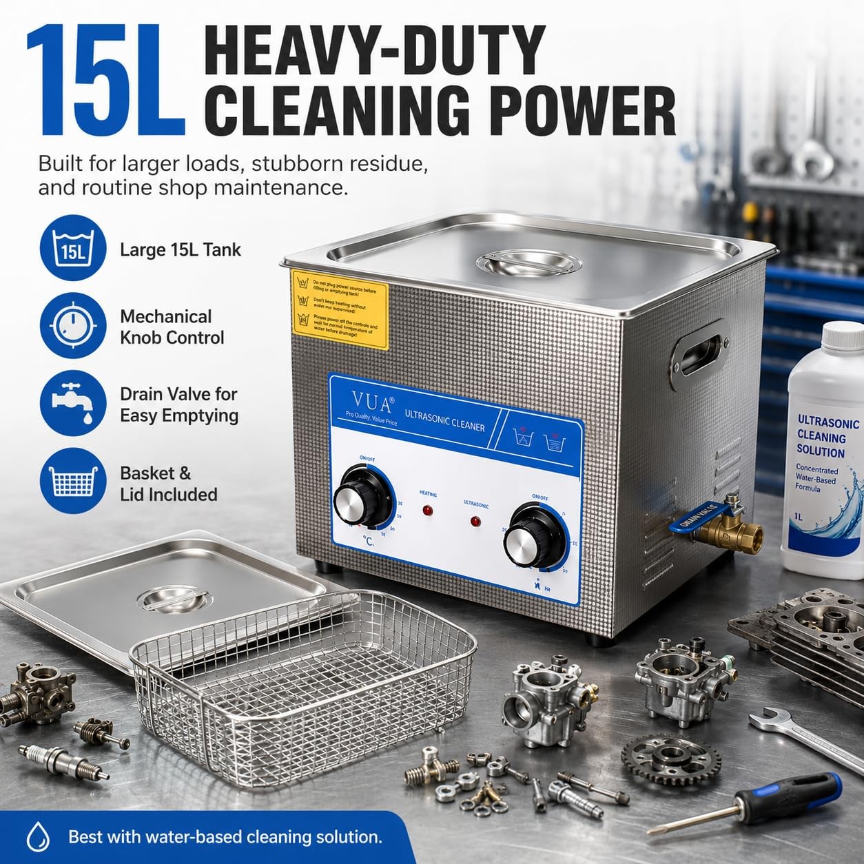 15L Ultrasonic Cleaner Machine with Heater, Professional Industrial Ultrasoni…