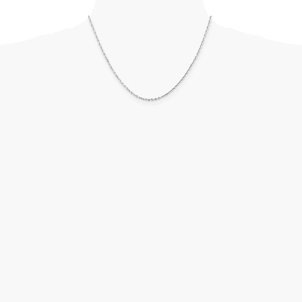 10K White Gold 2.25mm Diamond-Cut Quadruple Rope Chain Necklace 16″-30″