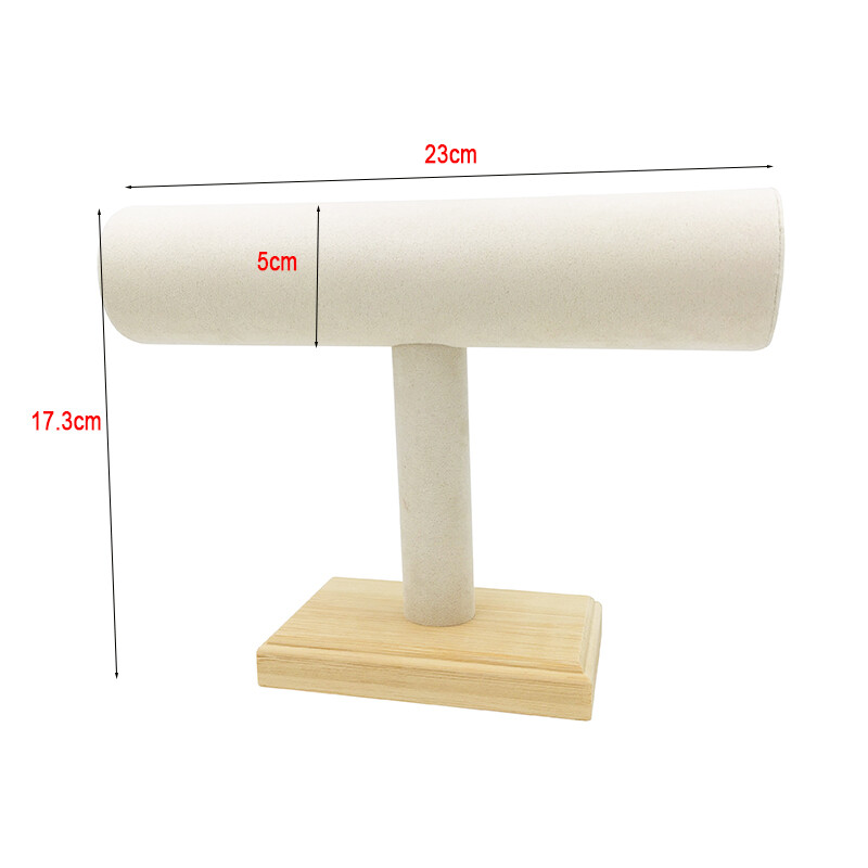 Bamboo Single Tier T-Bar Rack Bracelet Watch Bangle Jewelry Display Holder Stand