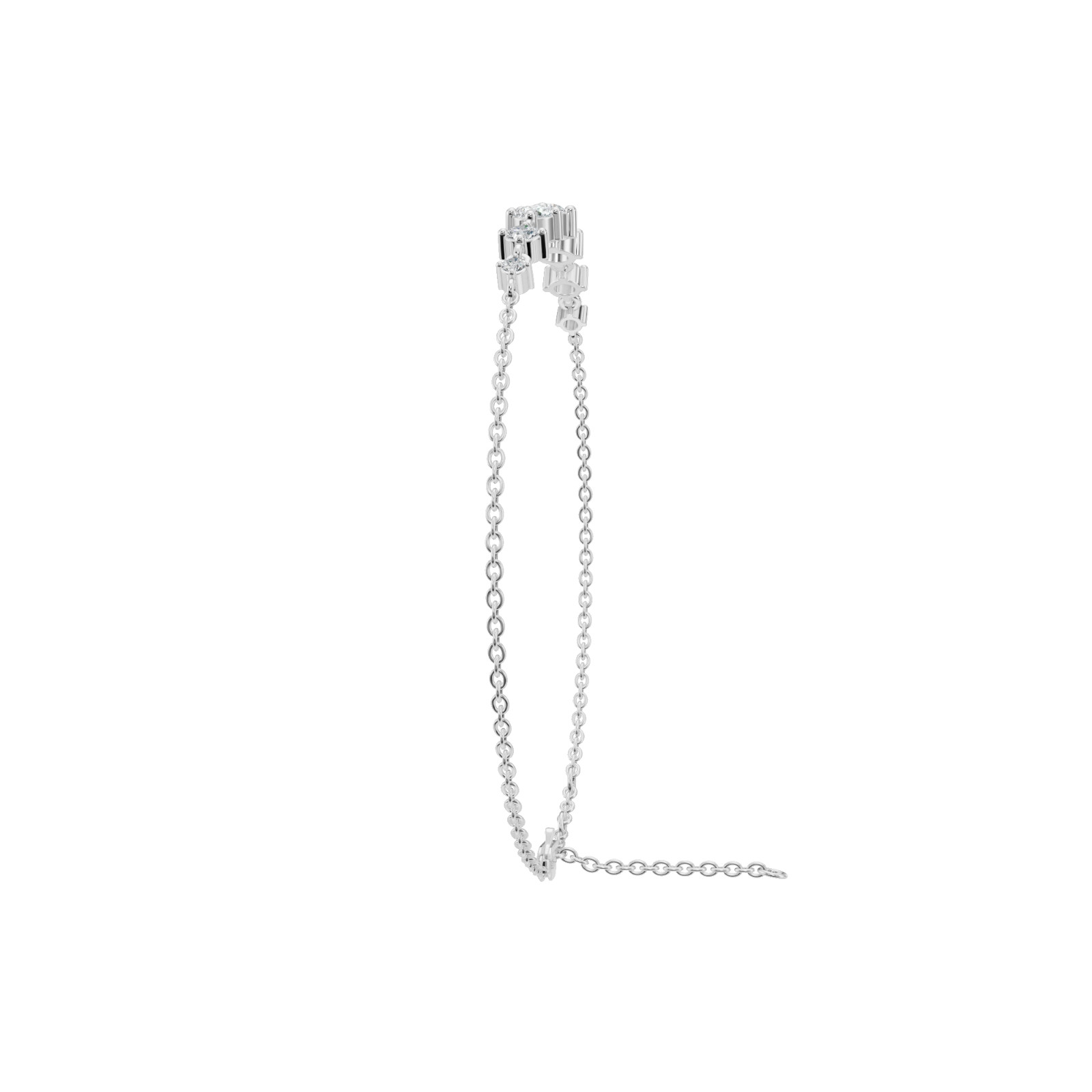 1.00 CT Luna Cascade Round Lab Grown Diamond Minimalist Dainty Chain Bracelet