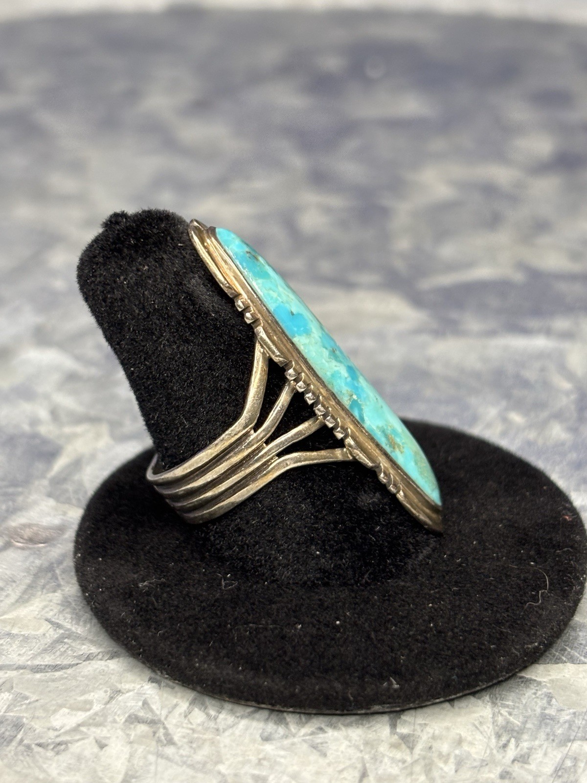 I 925 Sterling Silver Marquise Turquoise Ring Size 8 Handmade Philippines