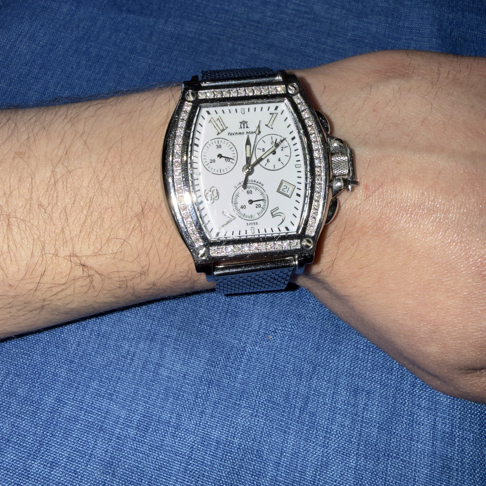 TECHNO MANIA Swiss Chronograph Calendar 1.5 ct Diamond bezel sapphire crystal