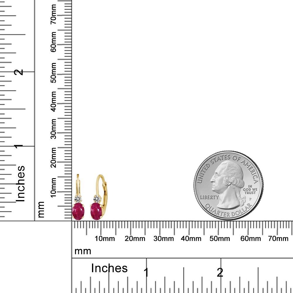 14K Yellow Gold Ruby and Diamond Earrings For Women (1.27 Cttw, Gemstone