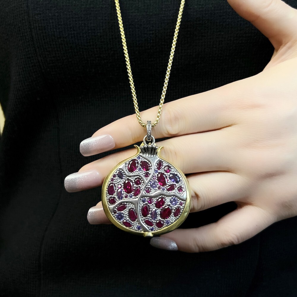 Pomegranate Fruit Hand Made Designer Pendant 925 Sterling Silver Collectable