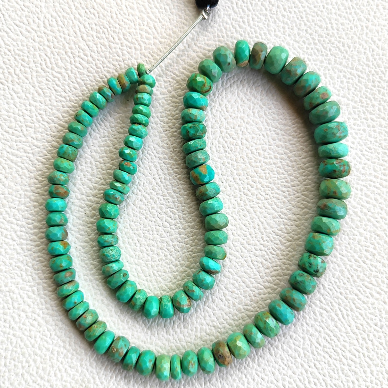 Arizona Turquoise Faceted Rondelle Shape Beads 5-8mm 14″ Strand Natural Gems