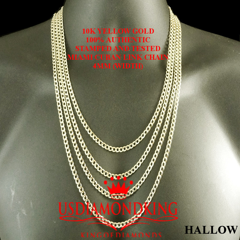 10K AUTHENTIC YELLOW GOLD MIAMI CUBAN CURB LINK CHAIN NECKLACE 2.5 MM 18~24 INCH