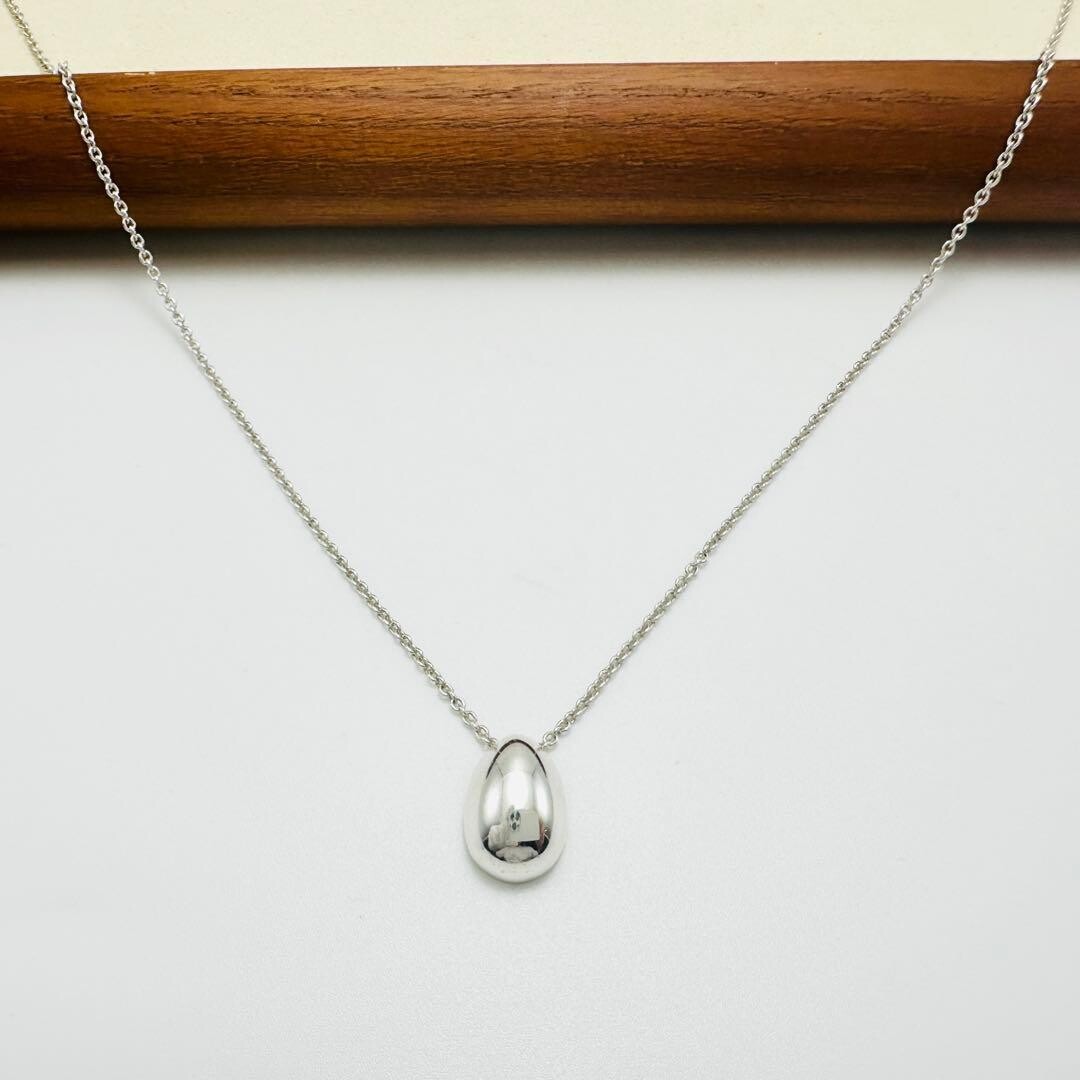 Georg Jensen Silver 925 Oval Dome Pendant Necklace 46cm Authentic From Japan
