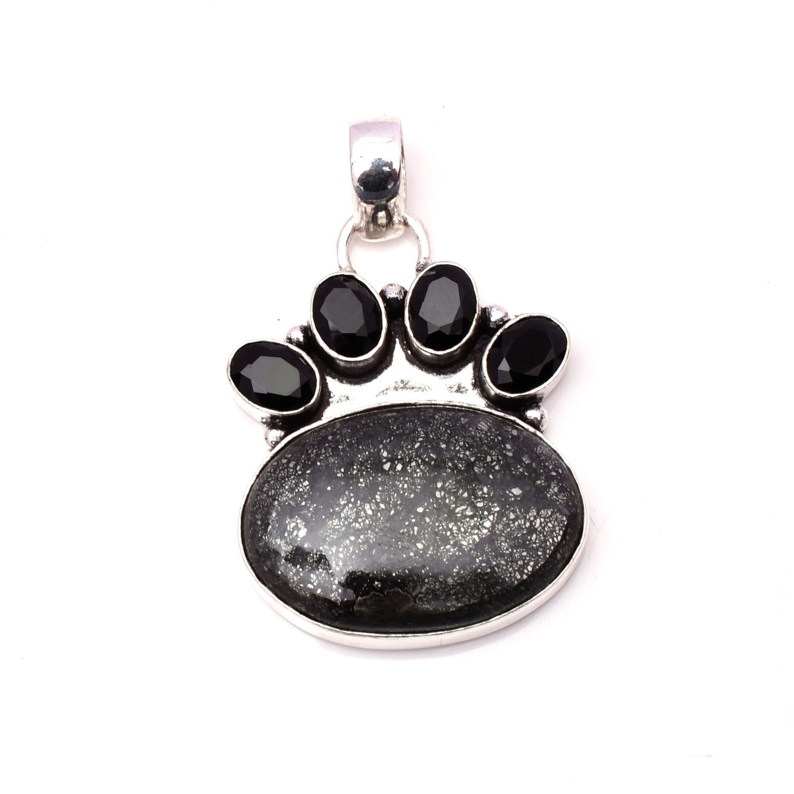 Marcasite Gemstone 925 Sterling Silver Handmade Jewelry Pendant 1.85″