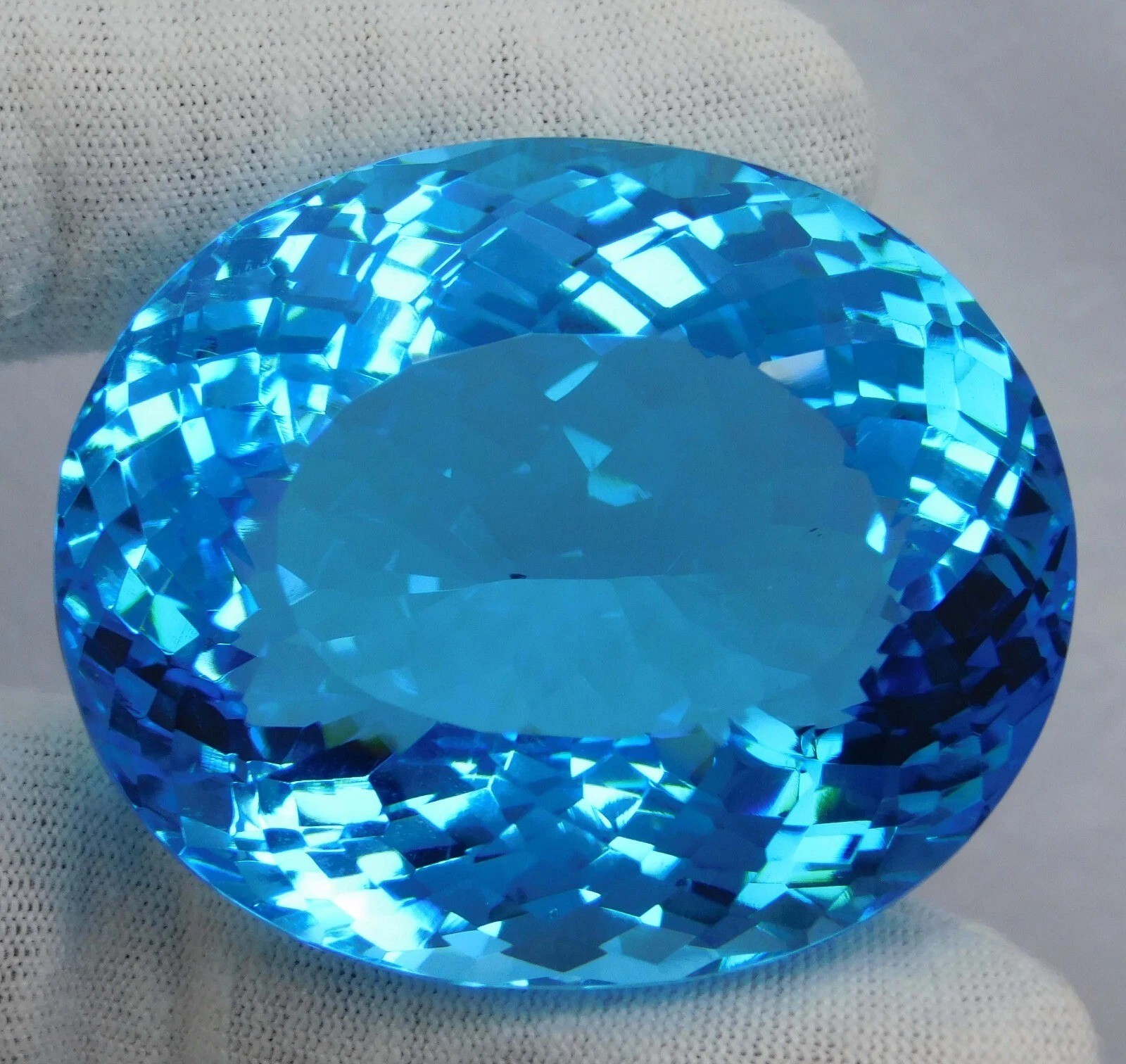 100 Ct Certified Natural Santa Maria Aquamarine Topaz Oval Cut Gemstone