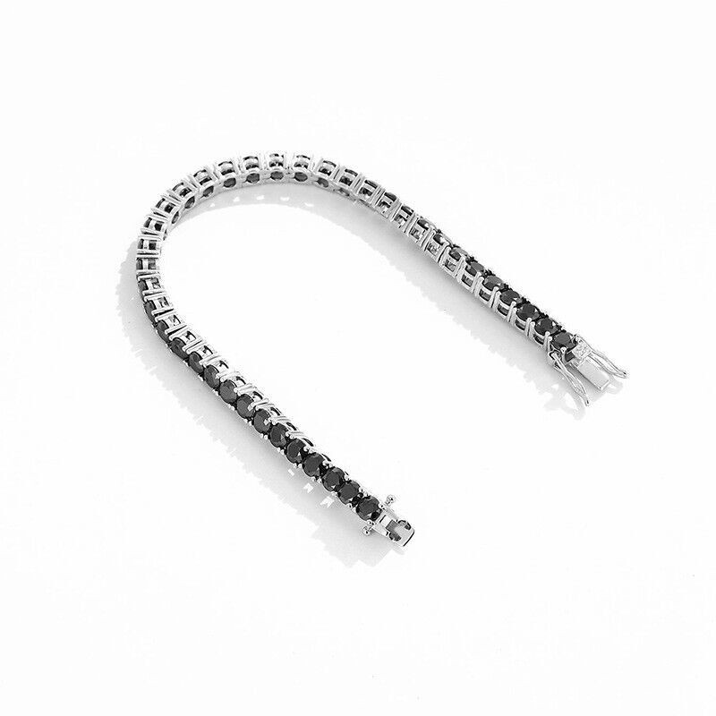 2-6.5mm Black Moissanite Tennis Chain for Men Women SOLID 925 Silver Pass Tester