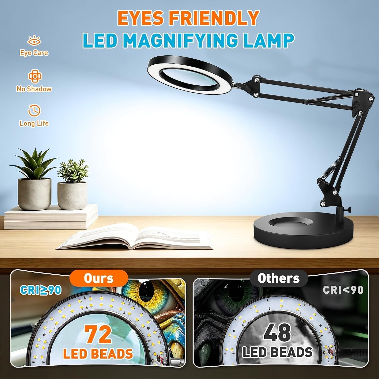 Swivel Arm LED Desk Magnifier with 10X Lens – Ideal for Close Work and Hobbies