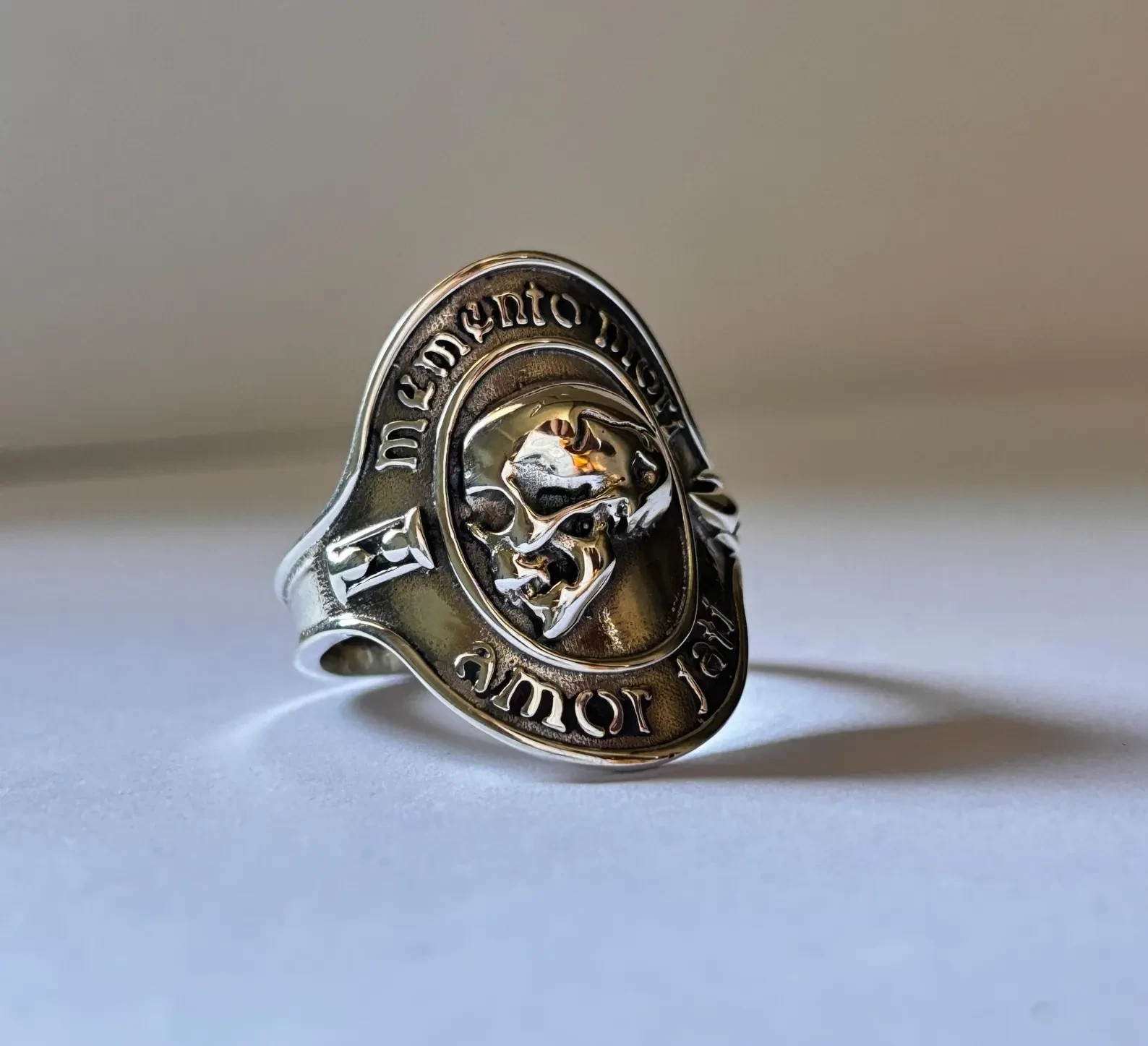 Memento Mori Skull Ring 925 Sterling Silver Gothic Statement Jewelry Gift