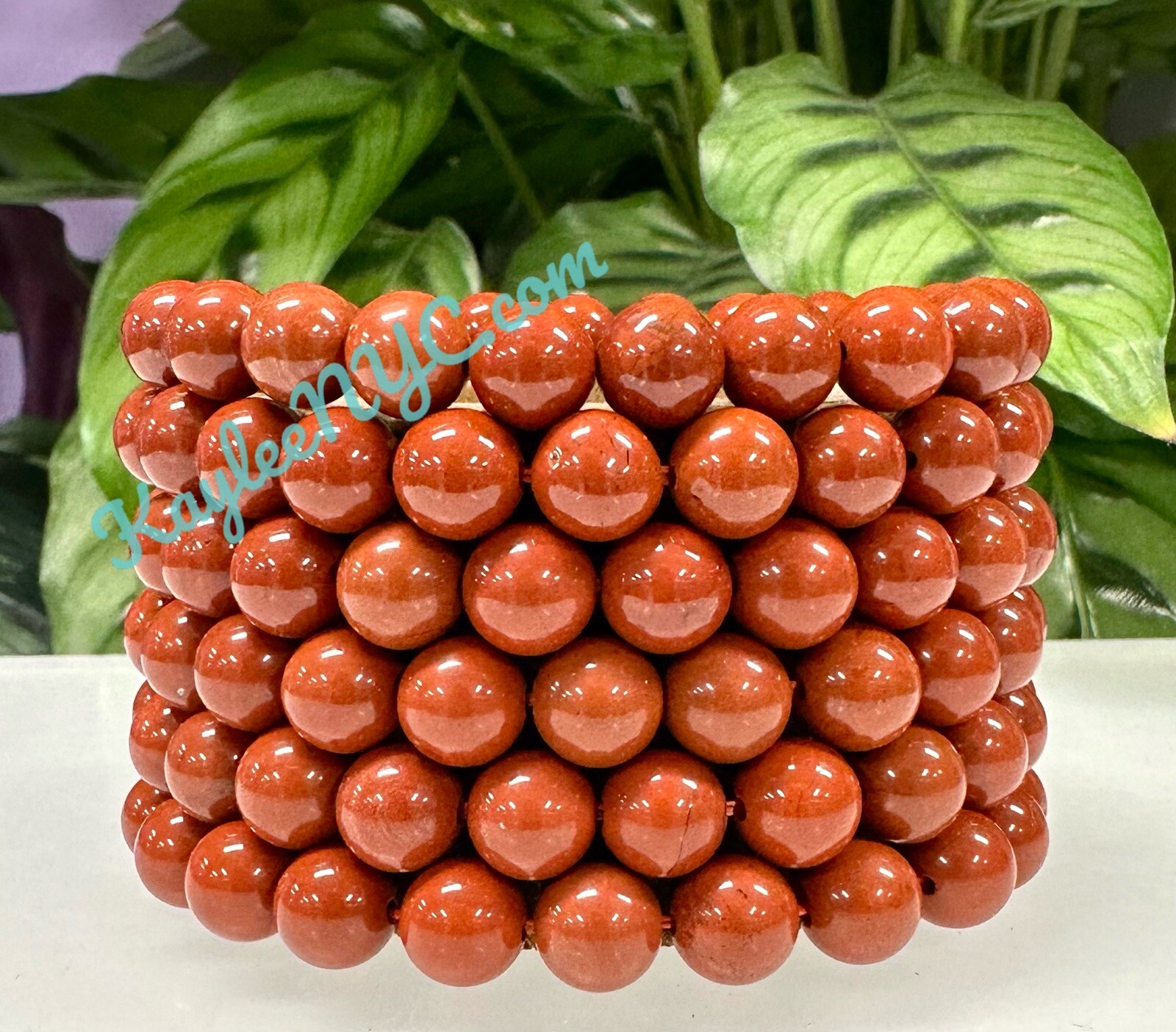 Wholesale Lot 6 Pcs Natural Red Jasper 8mm 7.5” Crystal Stretch Bracelet