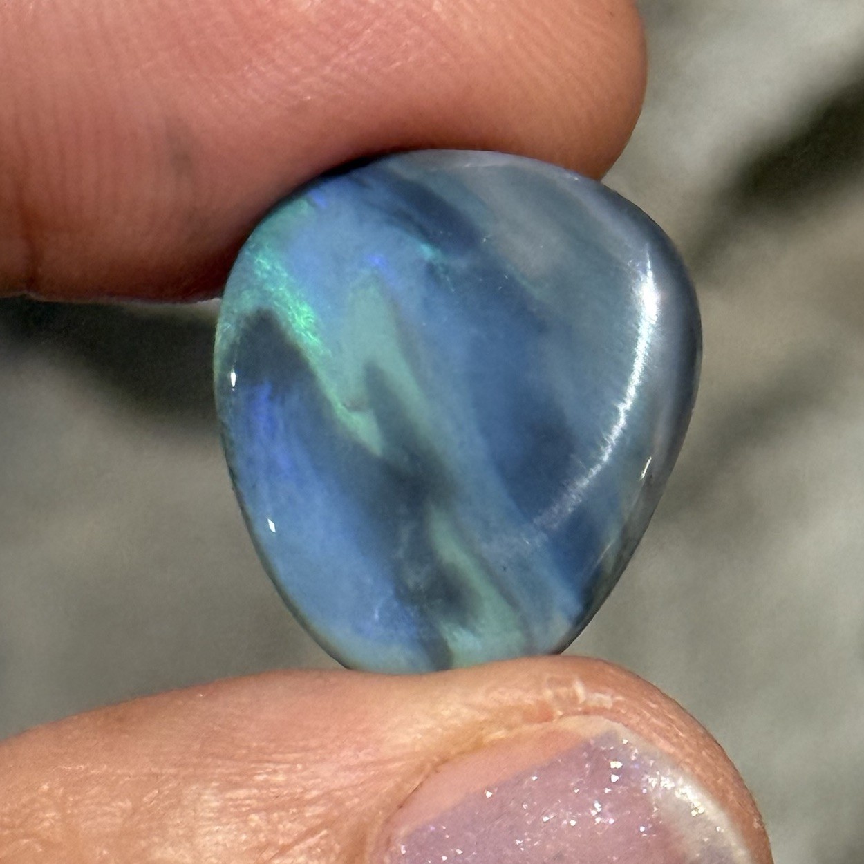 9.05ct 18.8×16.7×3.9mm Solid Picture Australian Black Opal Cabochon Loose Gem