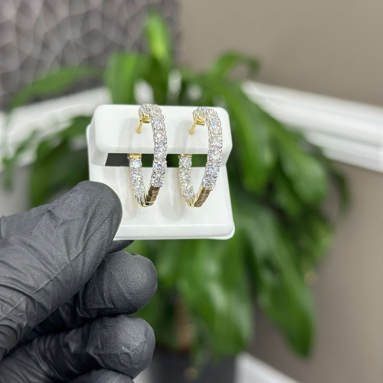 Lab Created Diamond Hoop Earrings 5 CTW 10k Gold