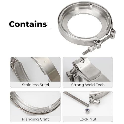 5 to 4” T6 Flange Exhaust Reducer Clamp V Band Kit Stainless Steel Fit for