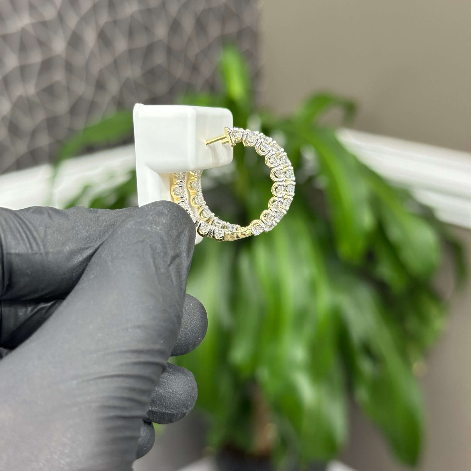Lab Created Diamond Hoop Earrings 5 CTW 10k Gold