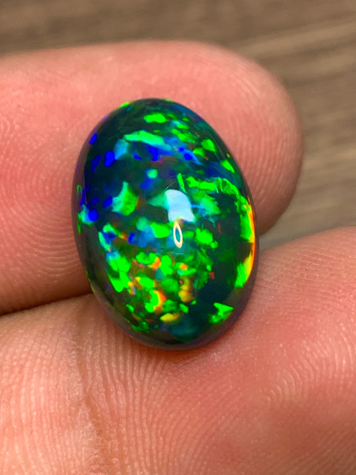 Ethiopian Black Opal Honeycomb Pin Fire 5.85 Carat Oval Cabochon Loose Gemstone