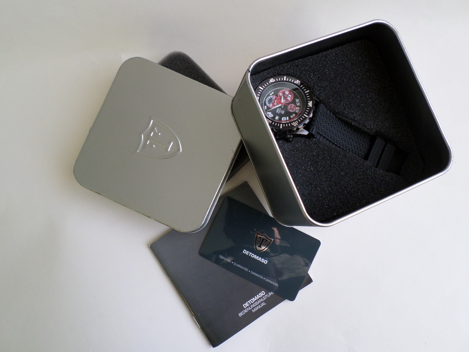 Rare Watch Detomaso ” Вari” Mens Black Chronograph retrograde Quartz