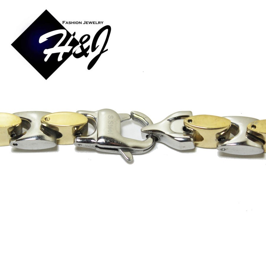 18-40″MEN Stainless Steel 8mm Silver/Gold Plated Interlock Chain Pendant*GSJ01