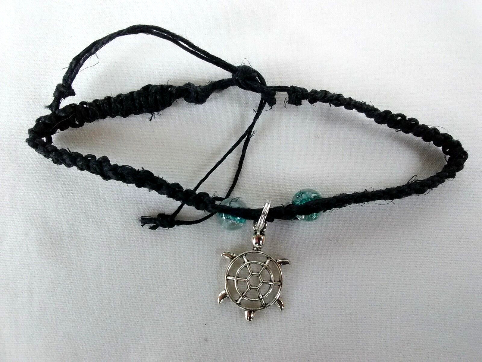 Anklet Natural Macrame braided Hemp Beaded Unisex 8-12″ Boho USA Seller New