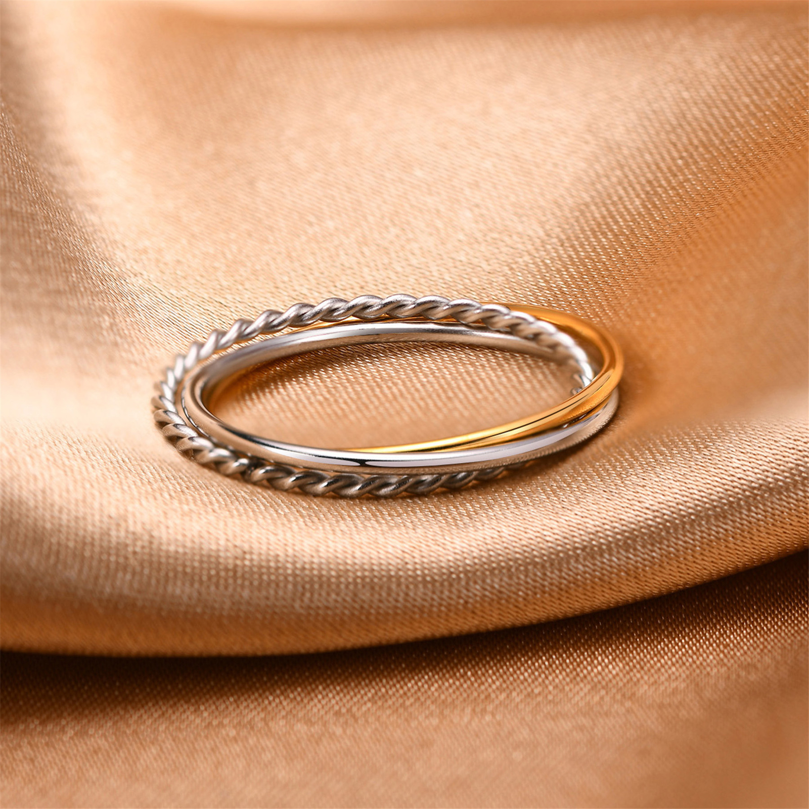 3-in-1 Stainless Steel Women Ring Band Wedding Engagement Anniversary #6-9