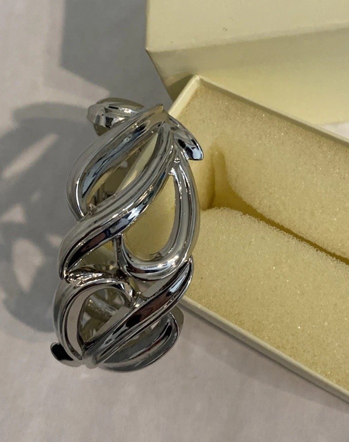 Kim Rogers Hinged Silver Bracelet with Box
