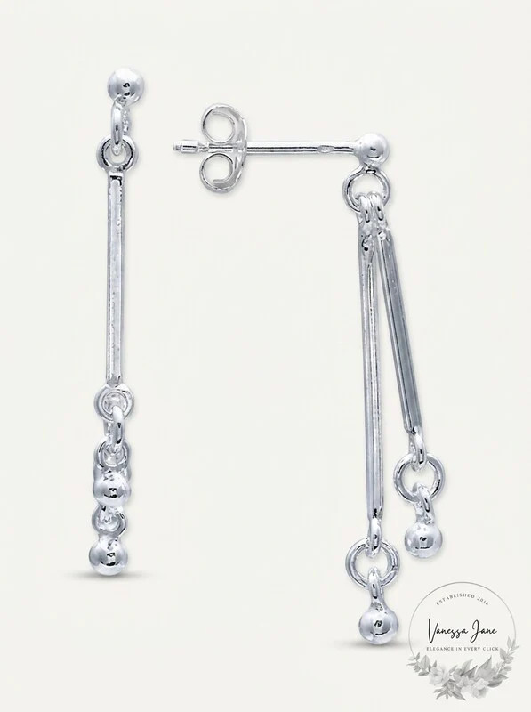 Giani Bernini Polished Double Bar and Ball Drop Earrings in Sterling Silver
