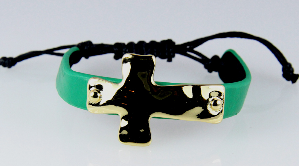 4031040 Adjustable Leather Cross Bracelet Christian Knot Religious Band Macrame’