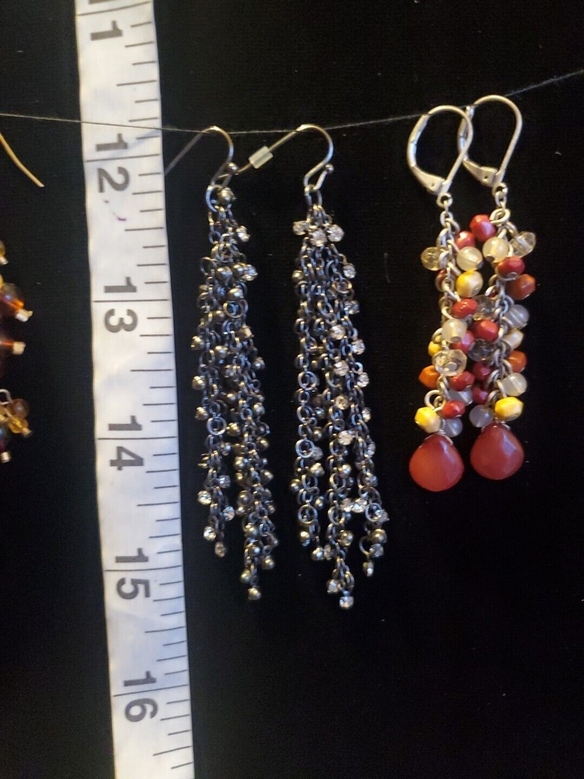 3 Beaded Dangle Drop Earrings Bohemian