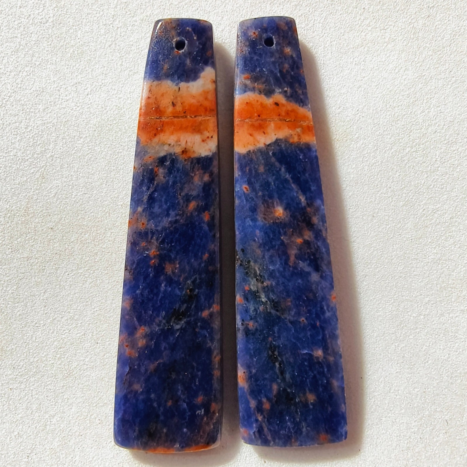 45 Cts Natural Sodalite Drilled Match Pair Cabochon Gemstone 47.5 X 11.9 MM
