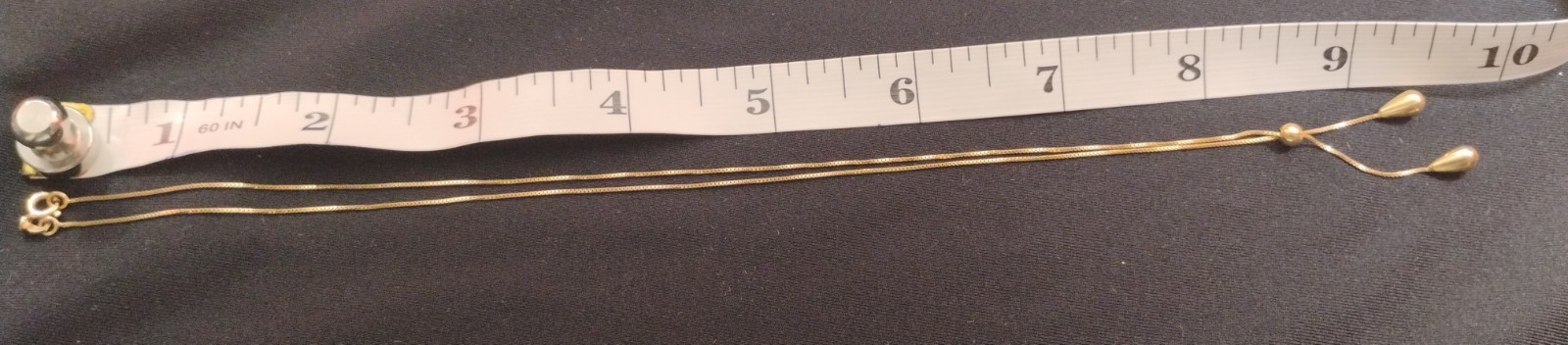14k Yellow Gold 17″ 0.5mm Box Chain Link Necklace Y-Drop 4.5mm Teardrop Tassel