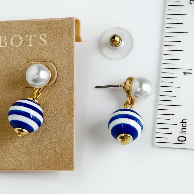 Talbots Minimalist Stripe Beads Drop Earrings Chic Women Vacation Travel Jewelry