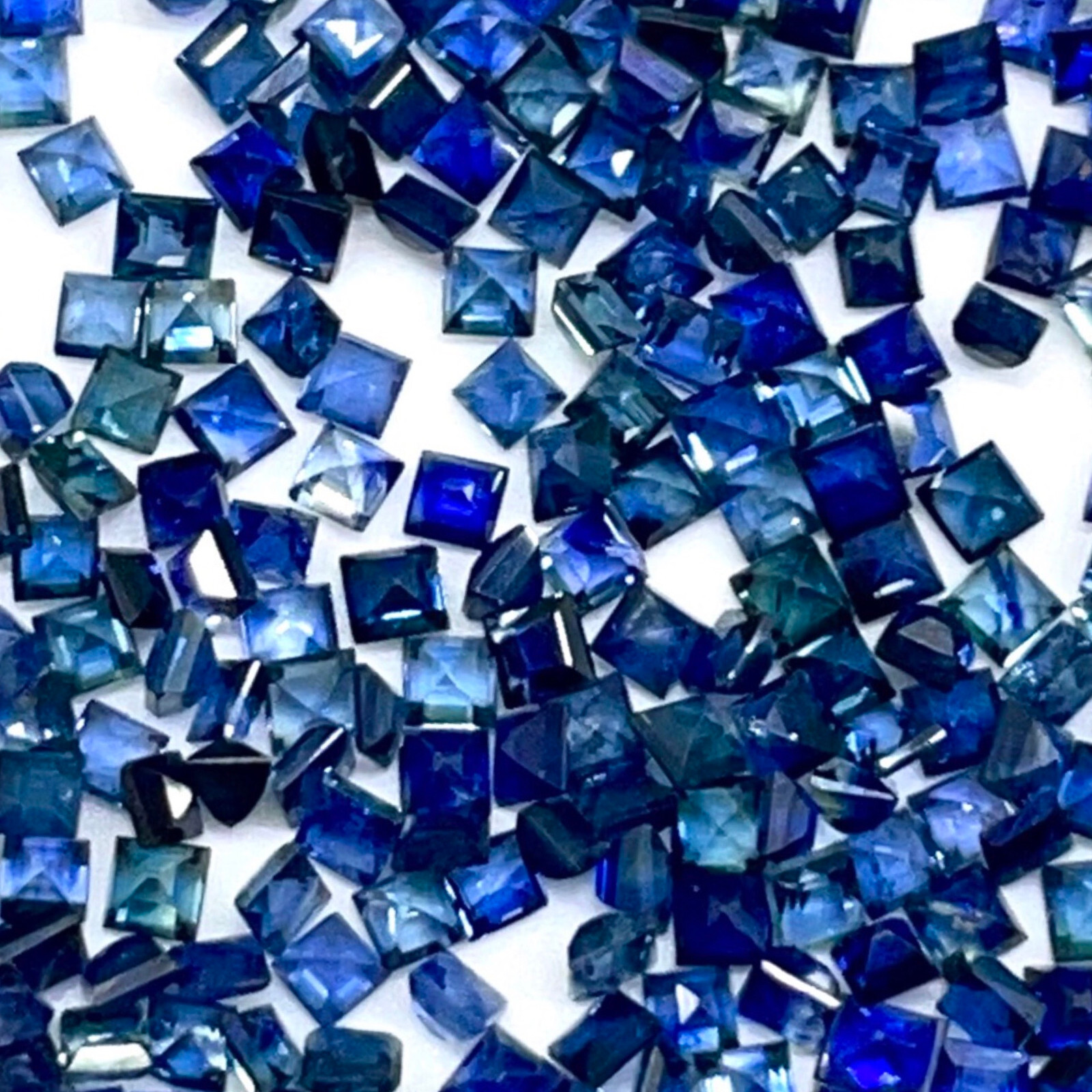 50 Pcs Natural Blue Sapphire 1.7mm Square Cut Loose Gemstones Lot Sri Lanka