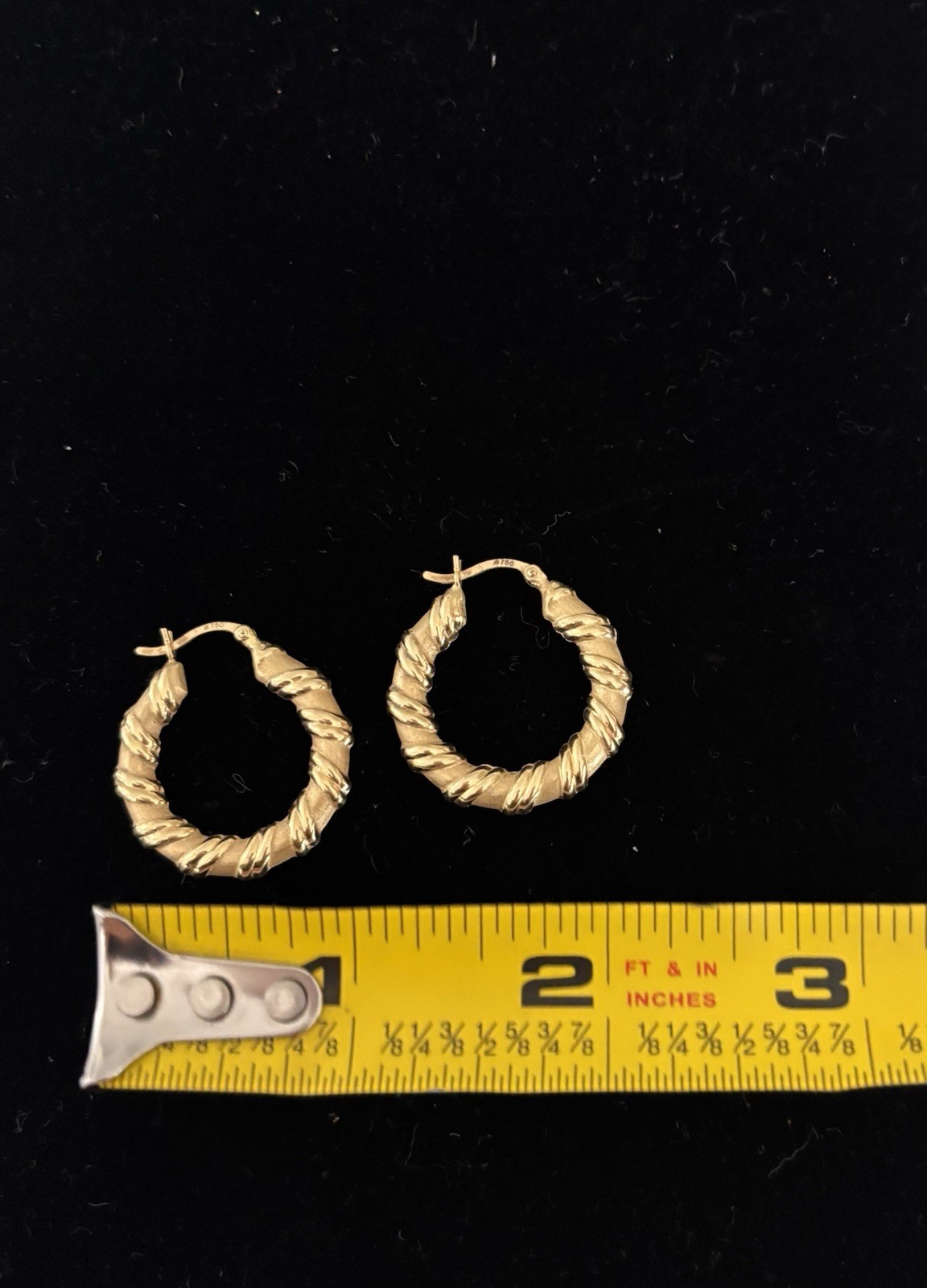 18K Gold Bamboo Style Twisted Hoop, Yellow Gold Hollow Ribbon Hoop Earrings