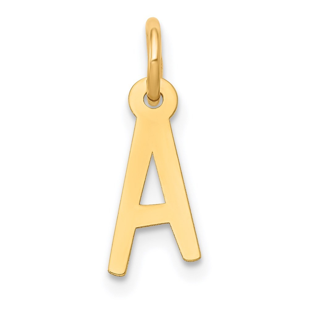 14K Yellow Gold Small Slanted Block Letter A Initial Charm; Women & Men
