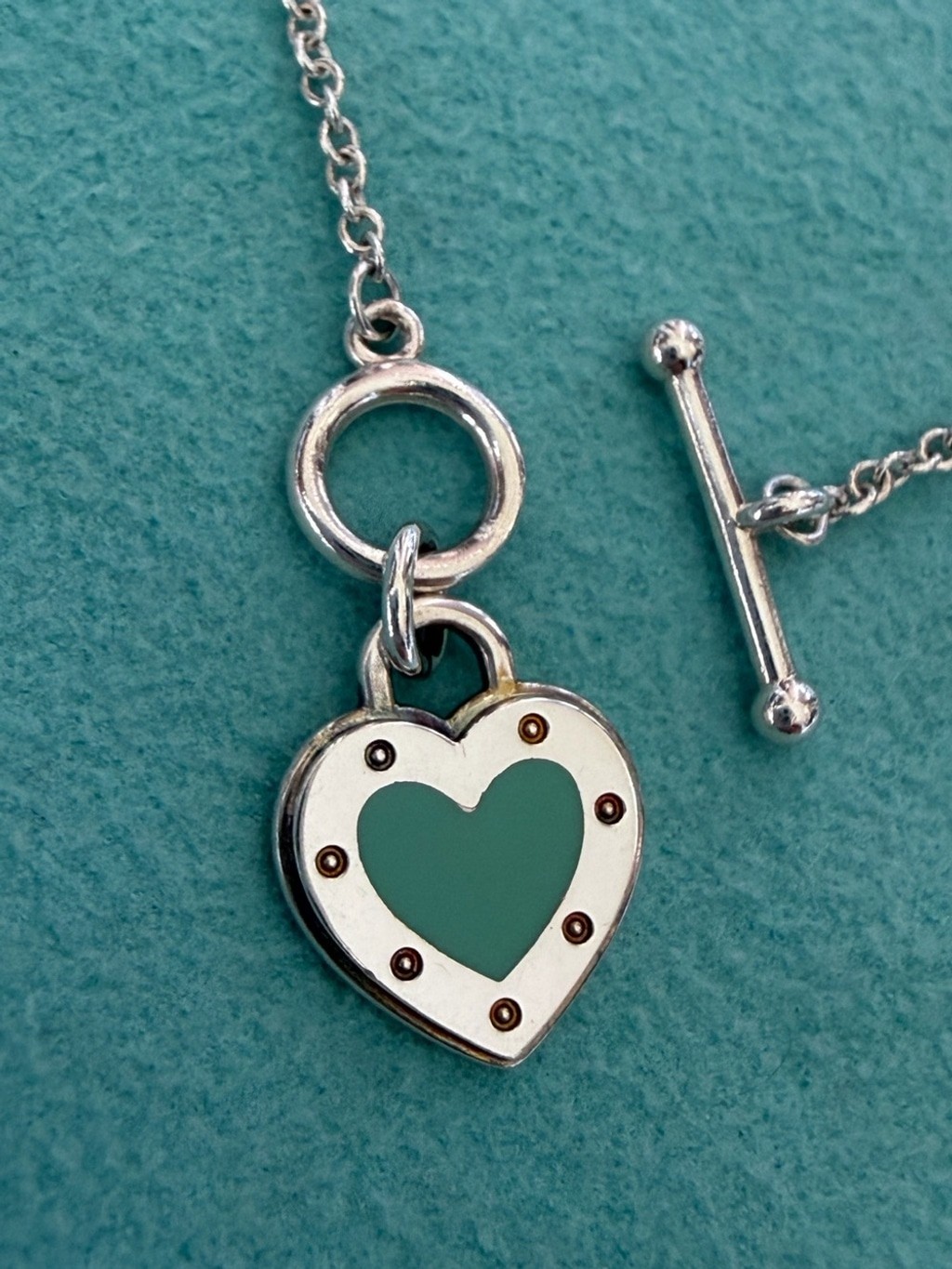 Tiffany & Co. Sterling Silver Blue Enamel “LOVE” Toggle Bracelet 6.3 Inches