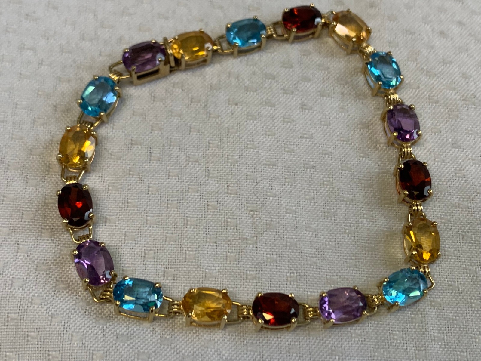 10K Yellow Gold Bracelet 7.69g Fine Jewelry 7″ Multicolor Stones *READ*