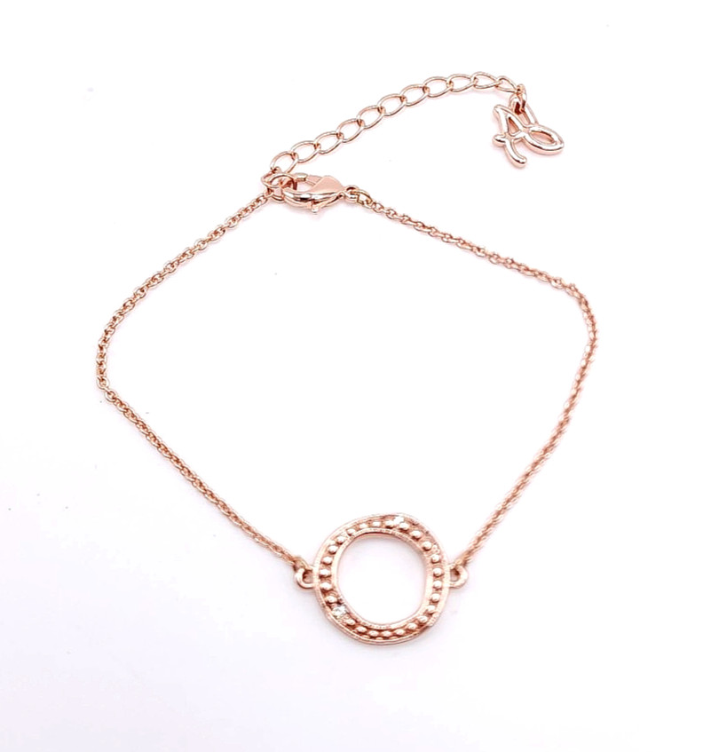 Adore by Swarovski Rose Gold Circle Crystal Bracelet Adjustable 6.5-8.5in Signed