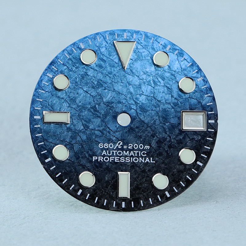 NH35 dial 28.5mm dial ice crystal gradient blue /green luminous custom LOGO