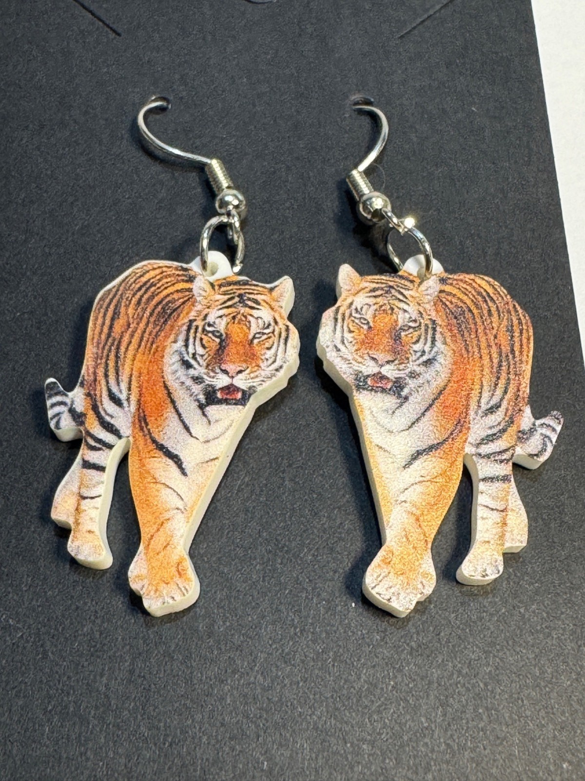 Tiger Dangle Earrings Lightweight Drop Fashion Jewelry Animal Print Ideal Gift