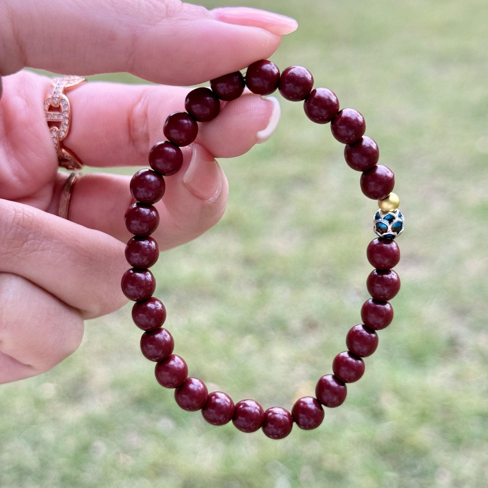 Feng Shui Wealth and Luck Bracelet with Gold Foil Five Gods Amulet-Red Agate …