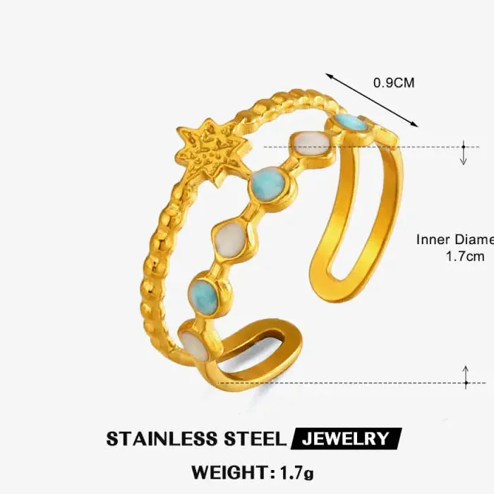 Adjustable Stainless Steel Geometric Drip Oil Ring Unisex Fashion Jewelry