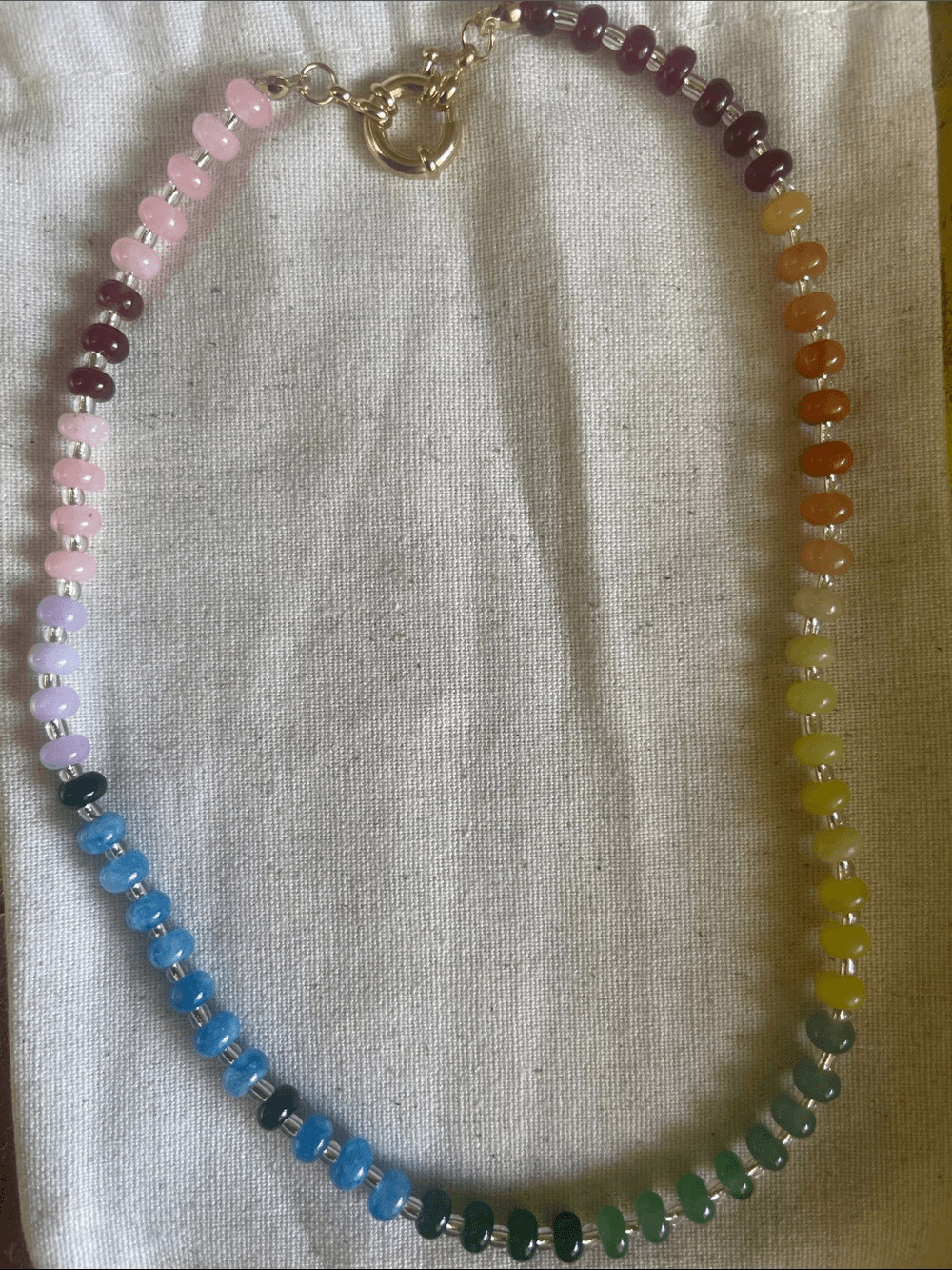 Handcrafted Multicolor Bead Necklace – Rainbow Gemstone Style