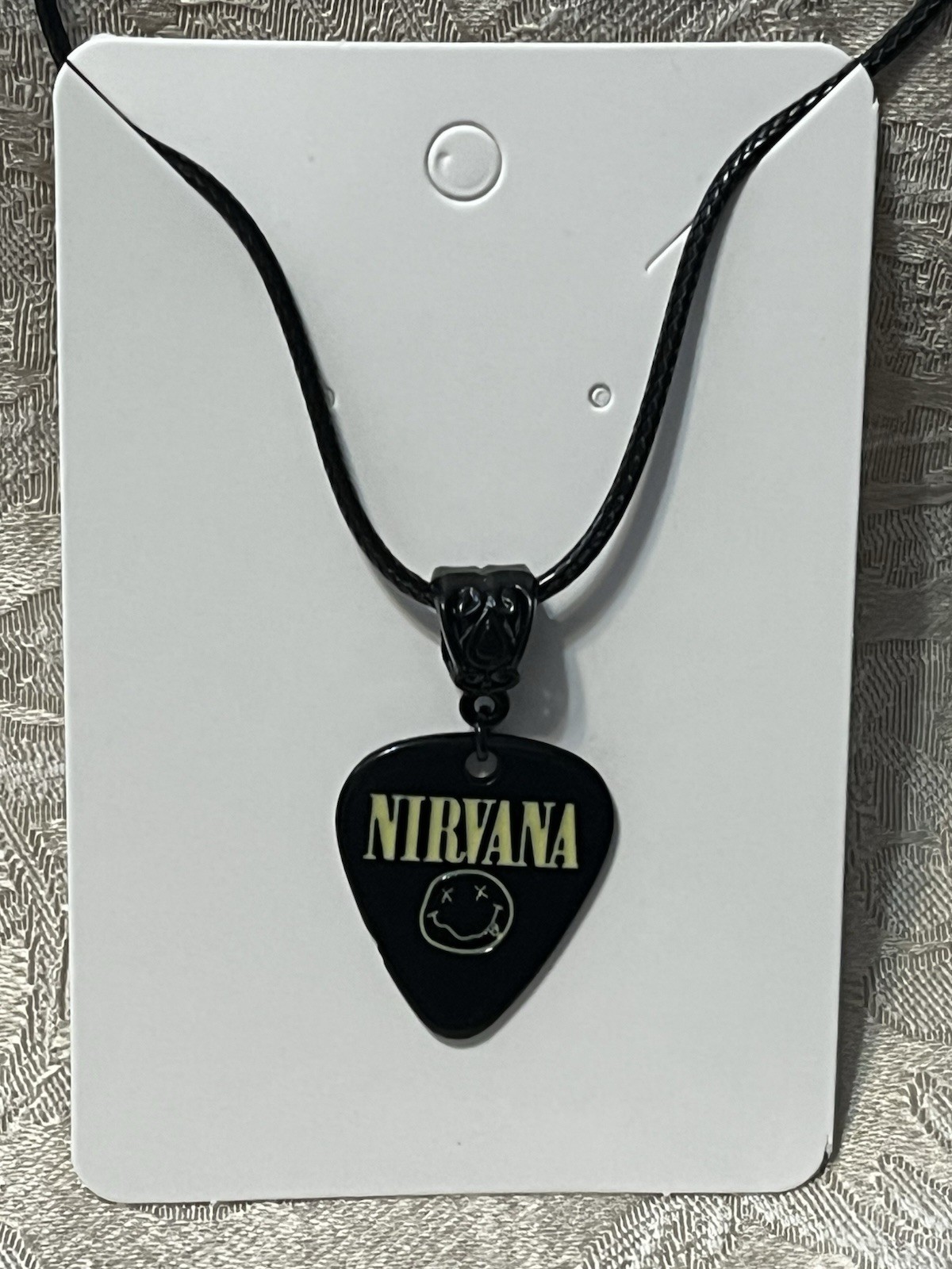 Rock Band NIRVANA Black Pendant Black PU Leather Necklace Festival 18”