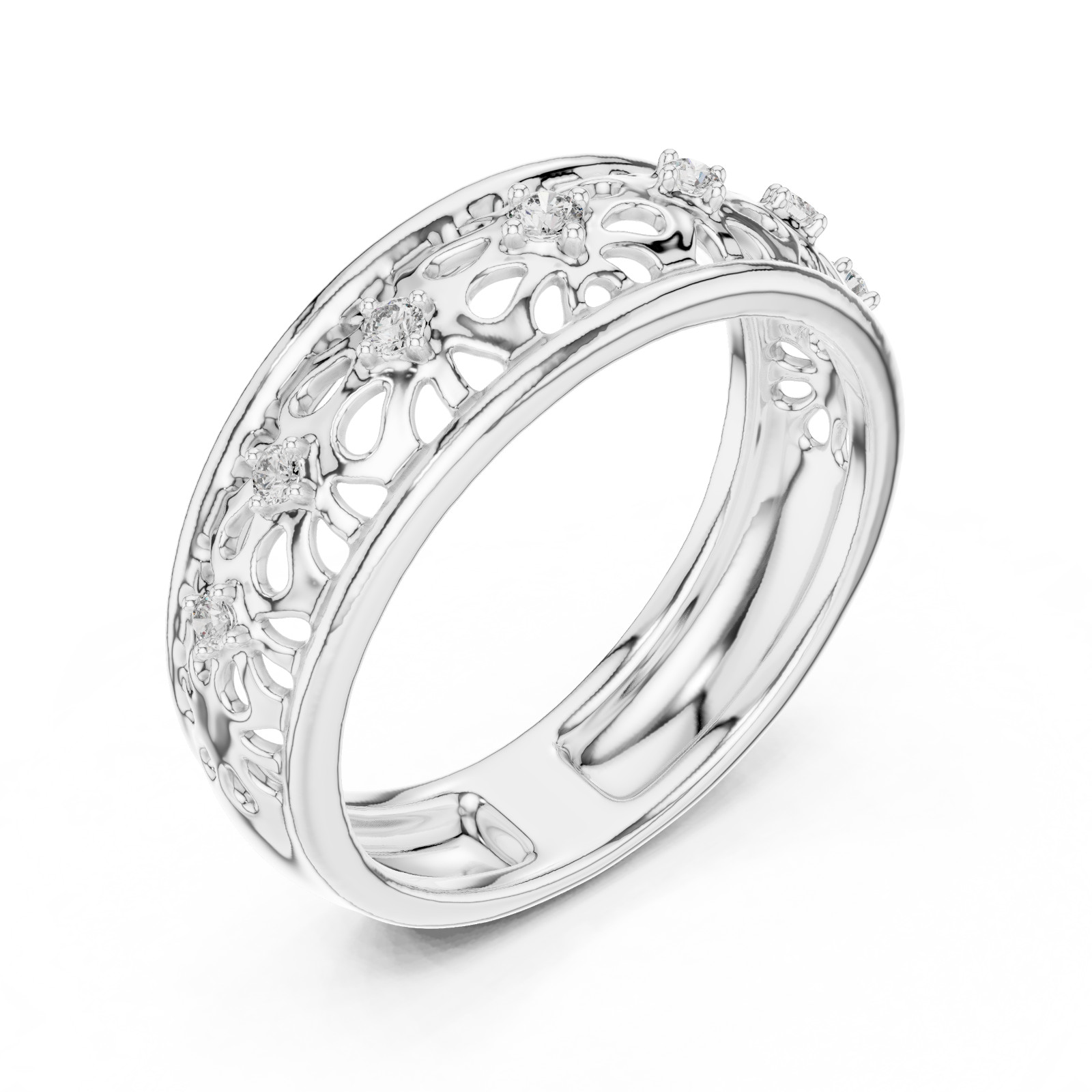 Natural Certified Diamond Half Eternity Lovely Engagement Ring 14k Gold Over
