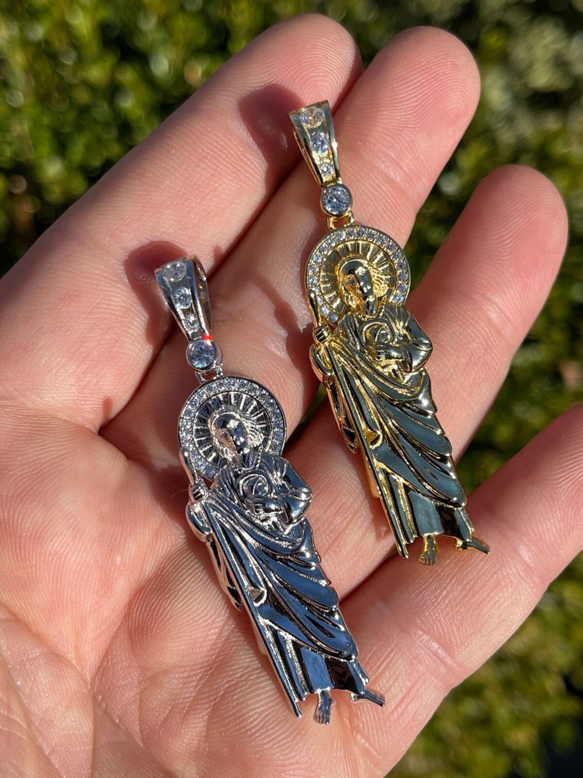 Men’s Real Solid 925 Sterling Silver/Gold Plated St Jude San Judas Tadeo Pendant