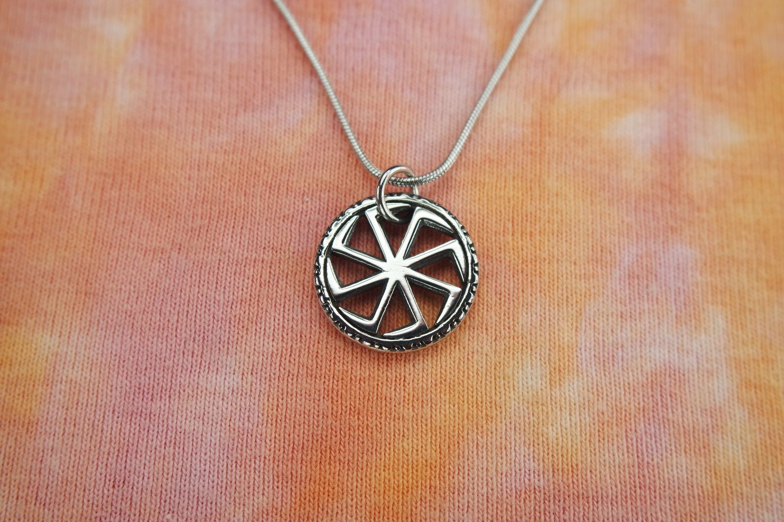 Small Kolovrat Necklace, Rodnovery Slavic Native Faith Waterproof Stainless Stee